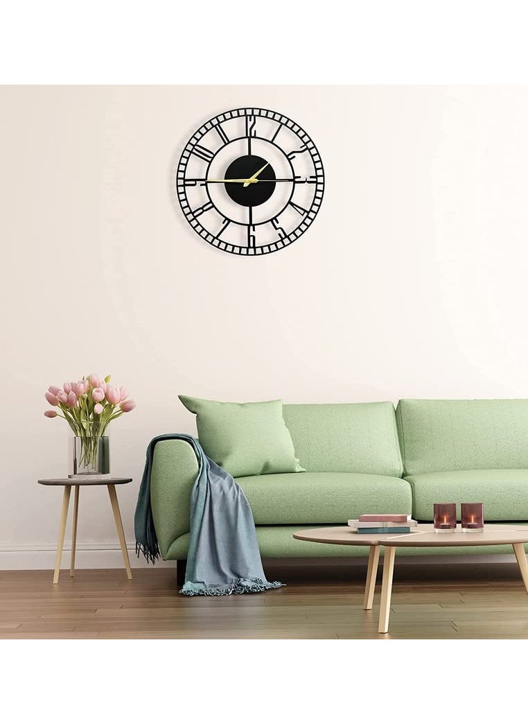 AUROMIN THE ART OF INGENUITY Designer Stylish Metal Analog Wall Clock For Living Room AntiqueBig Size Style 2 40 Cm Black