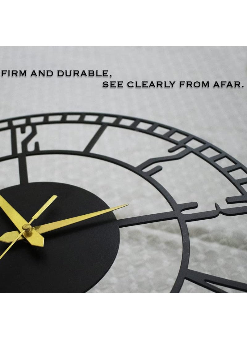 AUROMIN THE ART OF INGENUITY Designer Stylish Metal Analog Wall Clock For Living Room AntiqueBig Size Style 2 40 Cm Black