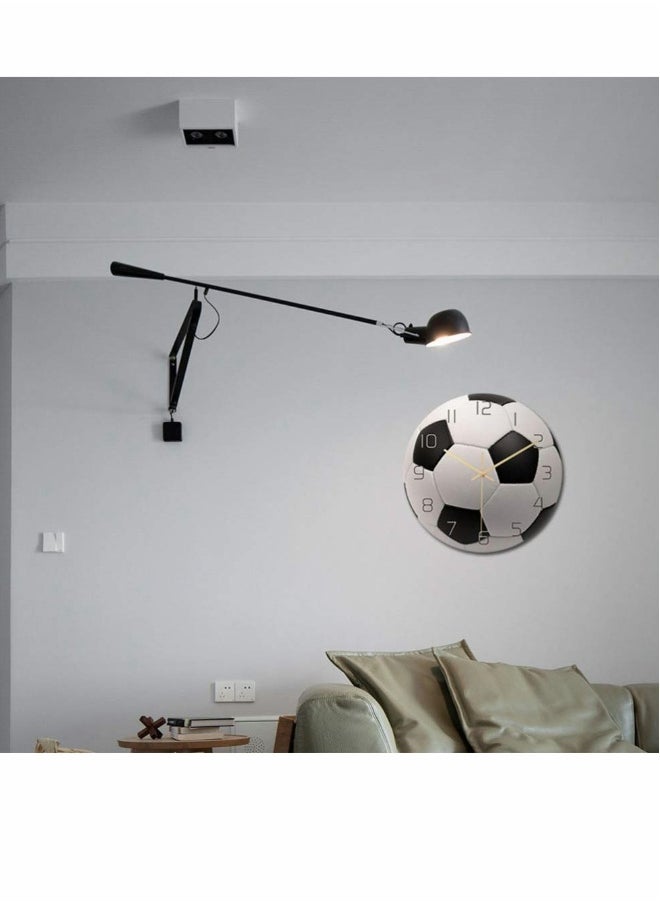 Modern 12 Inch Football Wall Clock - Silent Non-Ticking Decorative Clock for Living Room & Bedroom, Perfect Gift for Football Lovers, Creative Home Art