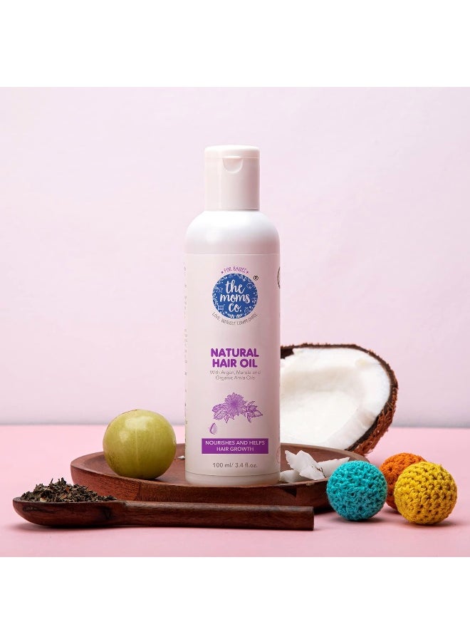 The Moms Co. Virgin Coconut Natural 10-in-1 Baby Hair Oil with Argan, Marula, Avocado, Bhringraj and Organic Amla, 100ml