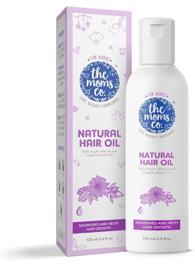 The Moms Co. Virgin Coconut Natural 10-in-1 Baby Hair Oil with Argan, Marula, Avocado, Bhringraj and Organic Amla, 100ml