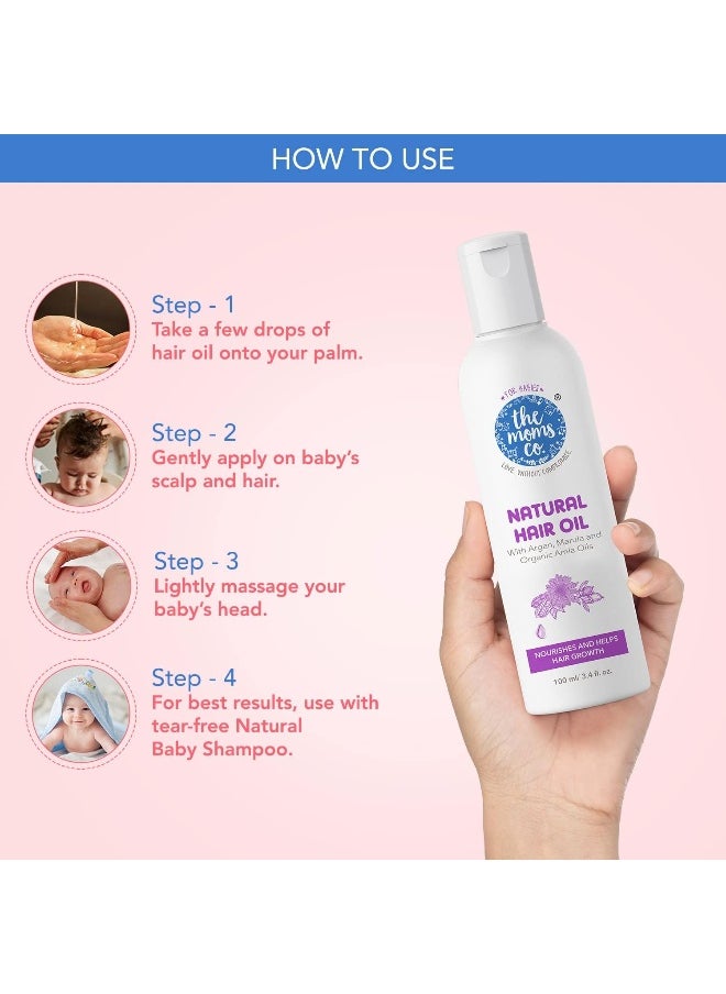 The Moms Co. Virgin Coconut Natural 10-in-1 Baby Hair Oil with Argan, Marula, Avocado, Bhringraj and Organic Amla, 100ml