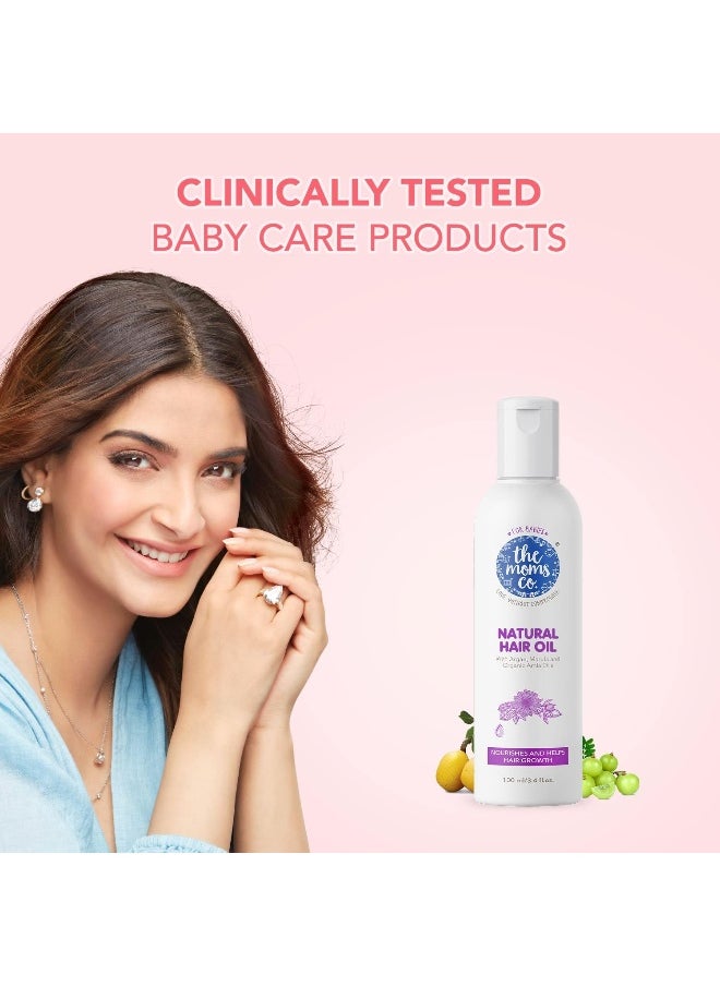 The Moms Co. Virgin Coconut Natural 10-in-1 Baby Hair Oil with Argan, Marula, Avocado, Bhringraj and Organic Amla, 100ml
