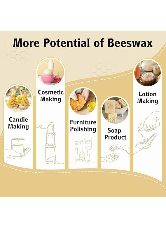 Meufilho Yellow Beeswax Bars 100 Pure Cosmetic Grade TripleFiltered Beeswax for DIY Skin Care Lip Balm Lotion and Candle Making 500gms