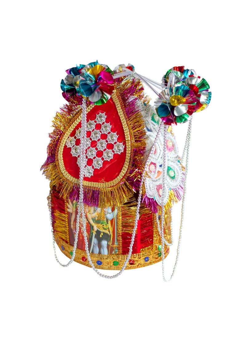Ayodhya Bhakti Maur Sehra Mauri Wedding Topi for Groom Multicolour