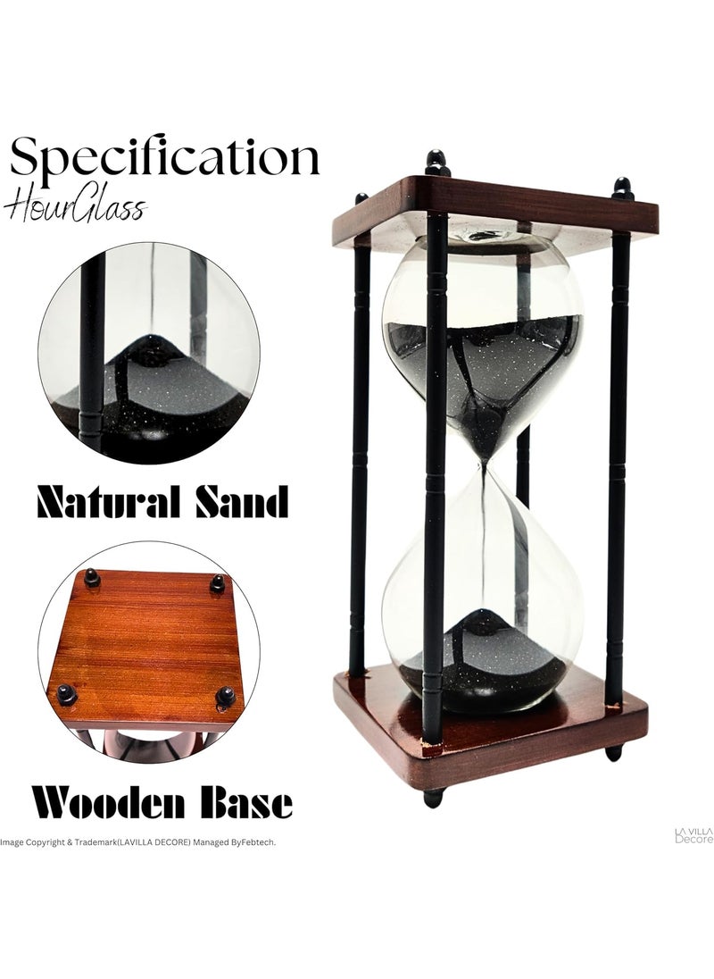 Wooden Hourglass Set with Black Sand Timers Ideal Decorative Gift for Home Office and Study Antique Nautical Theme Sand Clocks Enhance Your Space with Classic Charm