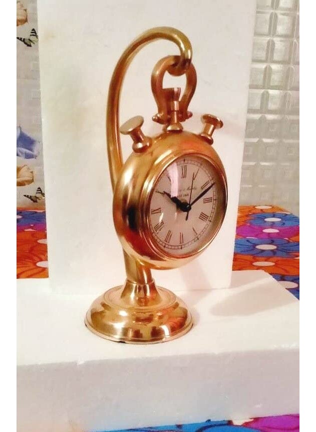 ALI NAUTICAL Antique Brass Rounded Shape Table Top Clock Desk Clock for Home Office Study Living Room Decor Gift Item