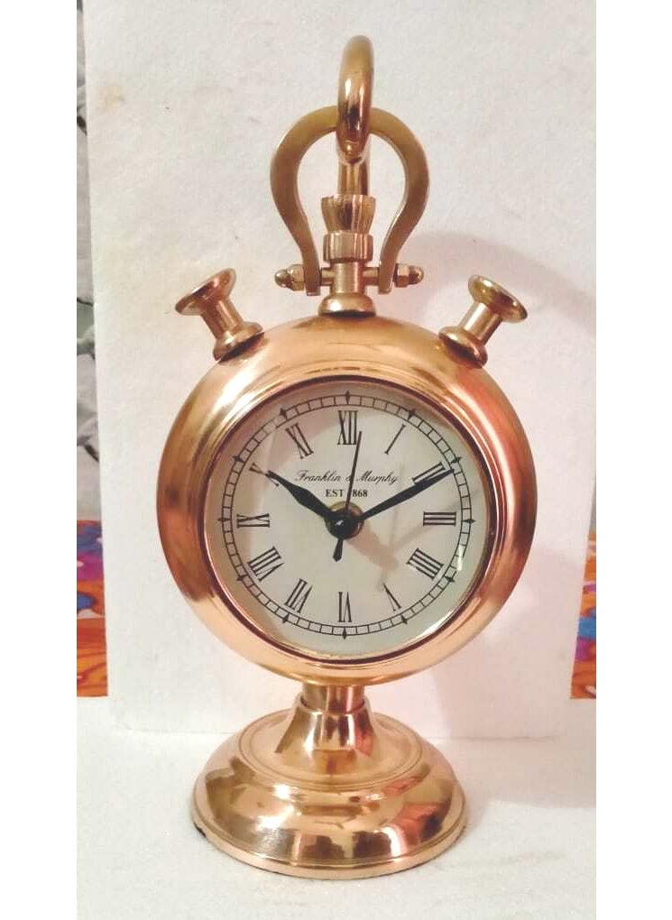 ALI NAUTICAL Antique Brass Rounded Shape Table Top Clock Desk Clock for Home Office Study Living Room Decor Gift Item
