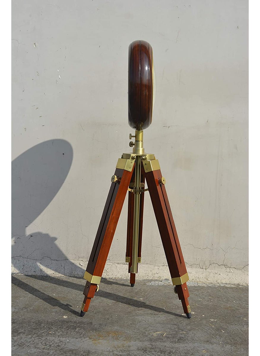 ARTIKRON Handmade Wooden Tripod Stand Clock Landon Style Roman Number Diwali Home Office Bed Room Living Room Hall Decor Gift 70 Inch White Brown