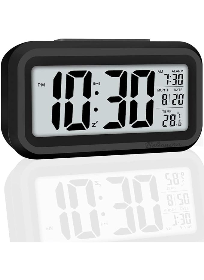 black sparrow Digital Alarm Clock Smart Table Alarm Clock Battery Operated Clock for Students Home Office Corporate with Automatic Sensor Date