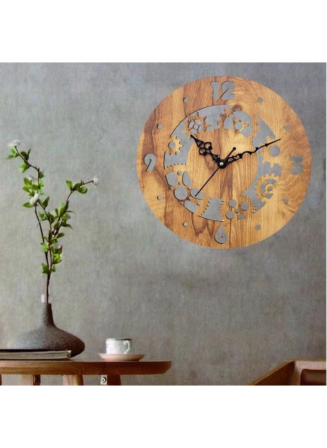 ADK Printed Designer Latest Wooden Digital Wall Clock Without Glass for HomeLiving RoomBedroomKitchen and Office Multicolor2 153