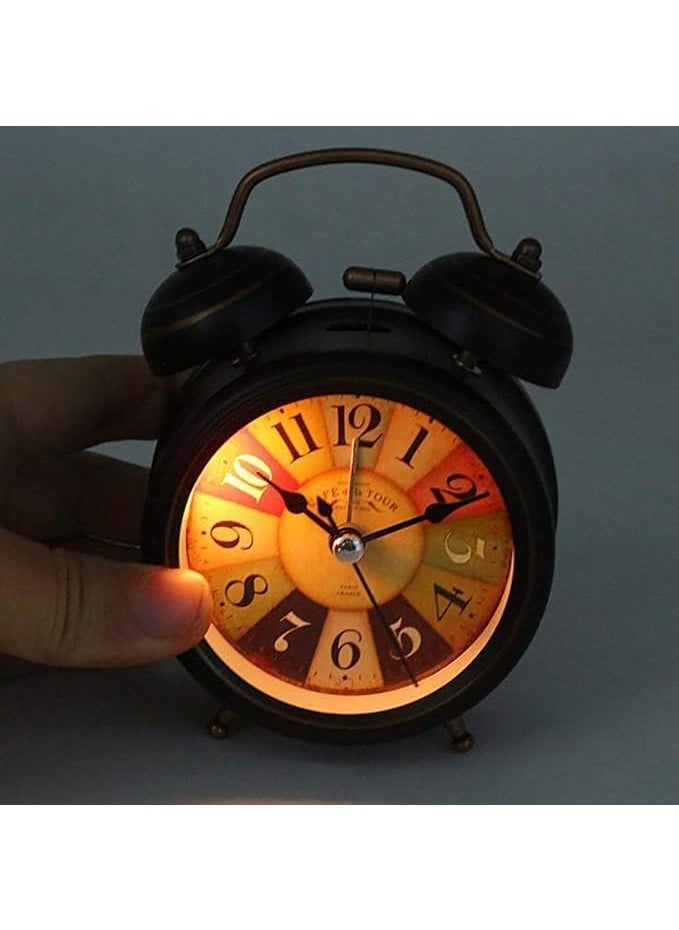 black sparrow Metal Vintage Twin Bell Analog Display Table Alarm Clock with Night Led Light Heavy Slippers Extra Loud Alarm Clock Ideal for Student and Kids Bedroom