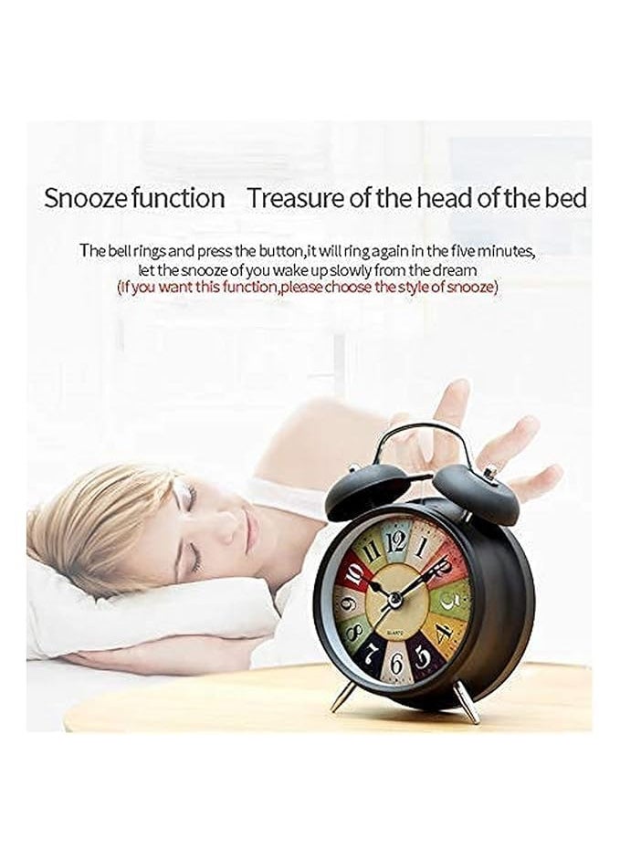 black sparrow Metal Vintage Twin Bell Analog Display Table Alarm Clock with Night Led Light Heavy Slippers Extra Loud Alarm Clock Ideal for Student and Kids Bedroom