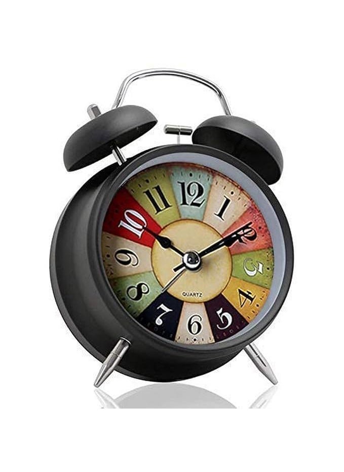 black sparrow Metal Vintage Twin Bell Analog Display Table Alarm Clock with Night Led Light Heavy Slippers Extra Loud Alarm Clock Ideal for Student and Kids Bedroom