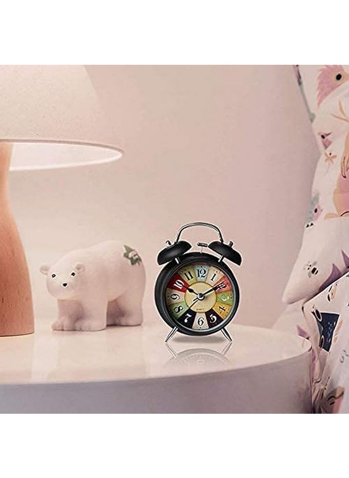black sparrow Metal Vintage Twin Bell Analog Display Table Alarm Clock with Night Led Light Heavy Slippers Extra Loud Alarm Clock Ideal for Student and Kids Bedroom