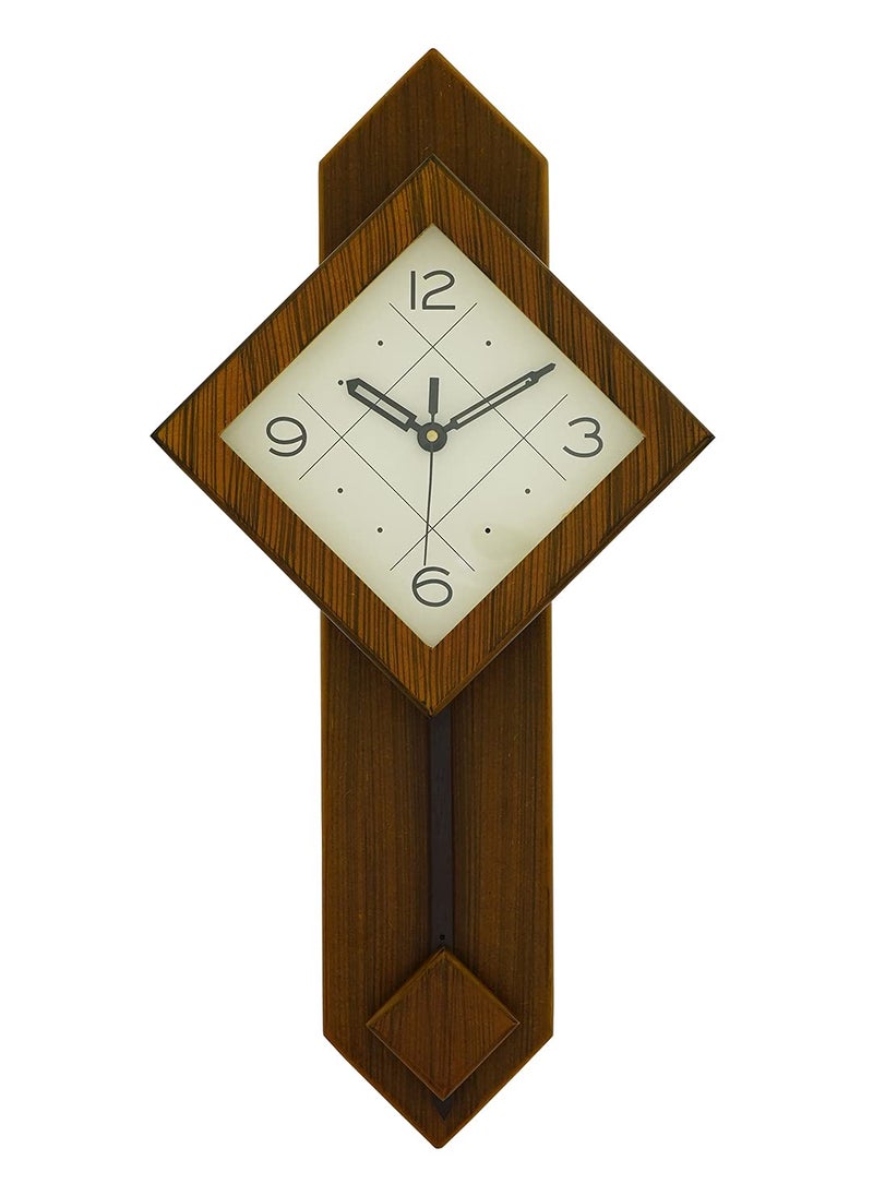 CHRONIKLE Decorative Vertical Wooden Case Square Dial Analog Pendulum Wall Clock for Living Room Home Decorations Office Gifts Size 26 x 7 x 52 CM Weight 960 Gram Color Brown