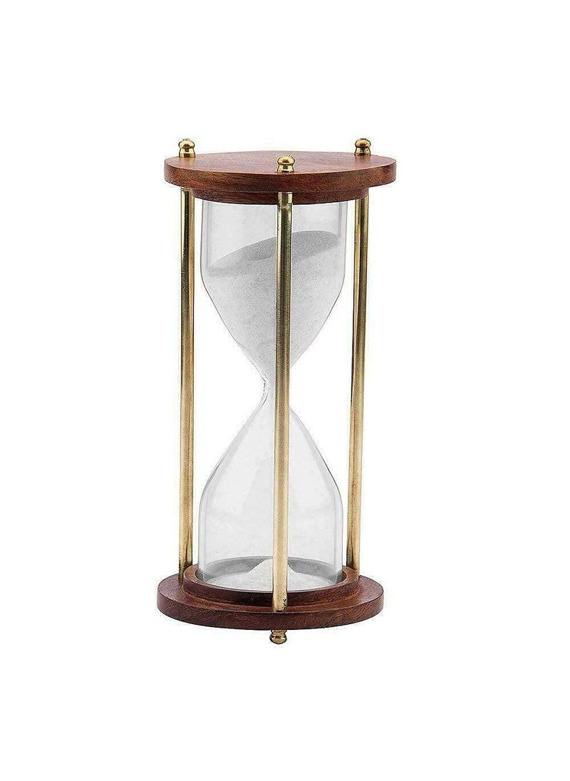 Handmade Wooden Hourglass Sand Timer 5 Minute Vintage Hanging Sand Clock with Wooden Stand Nautical Hourglass Desktop Accessory Old Sand Clock Decorative Gift