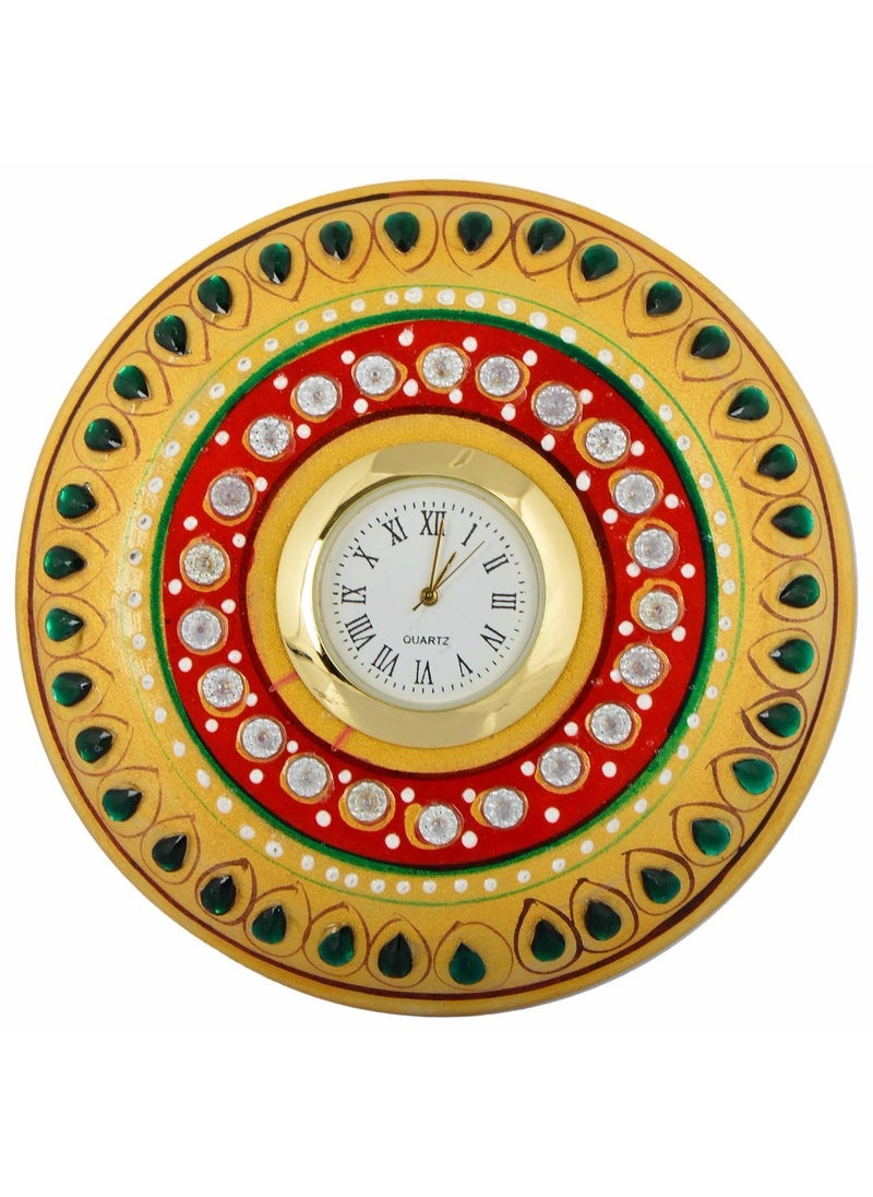 Saudeep India Trading Corporation Marble Round Clock with Stand