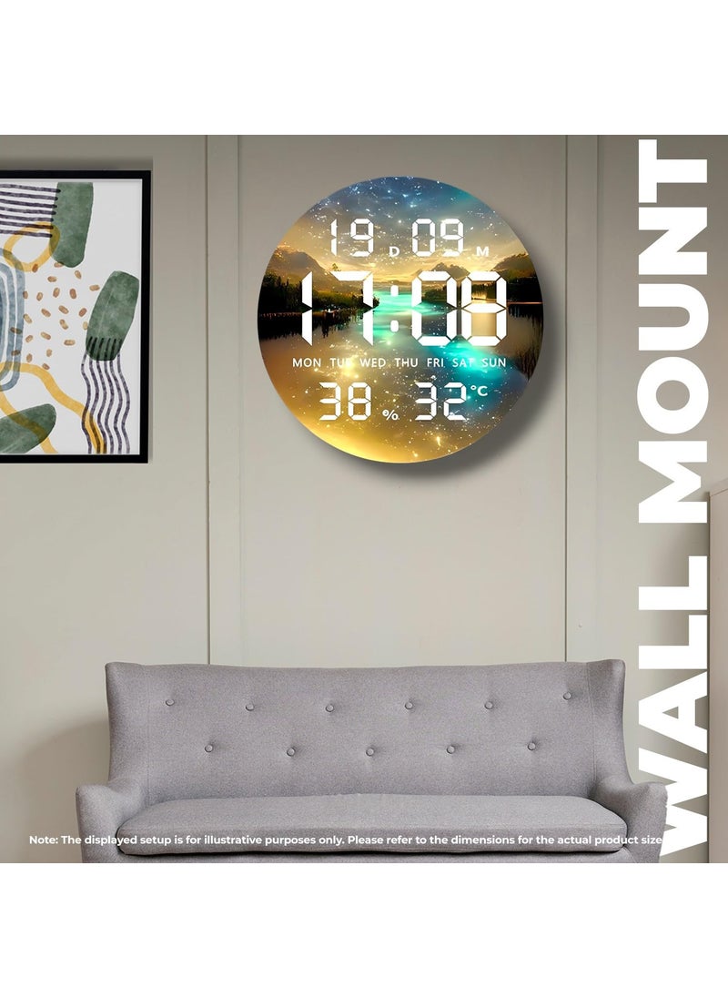 Umi Acrylic Digital Wall Clock for Bedroom Living Room Stylish LED USB Tabletop 3D Picture Clocks with Time Day Date Month Temperature Display for Home Office 243x243cm River