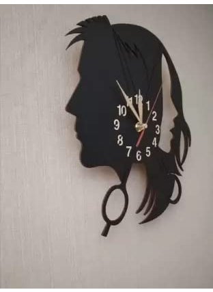 NABSTER Wooden Beauty Parlor Man Woman Unisex Salon Wall Analog Clock For HairdresserBeauticianBarbershop Made With Wood Modern Design For Gifting Office Home Living Room Decor 12 Inch