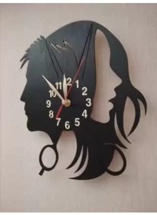 NABSTER Wooden Beauty Parlor Man Woman Unisex Salon Wall Analog Clock For HairdresserBeauticianBarbershop Made With Wood Modern Design For Gifting Office Home Living Room Decor 12 Inch