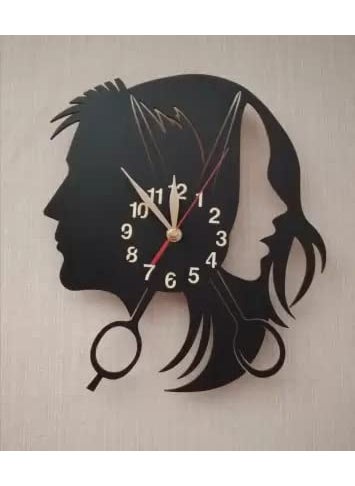 NABSTER Wooden Beauty Parlor Man Woman Unisex Salon Wall Analog Clock For HairdresserBeauticianBarbershop Made With Wood Modern Design For Gifting Office Home Living Room Decor 12 Inch