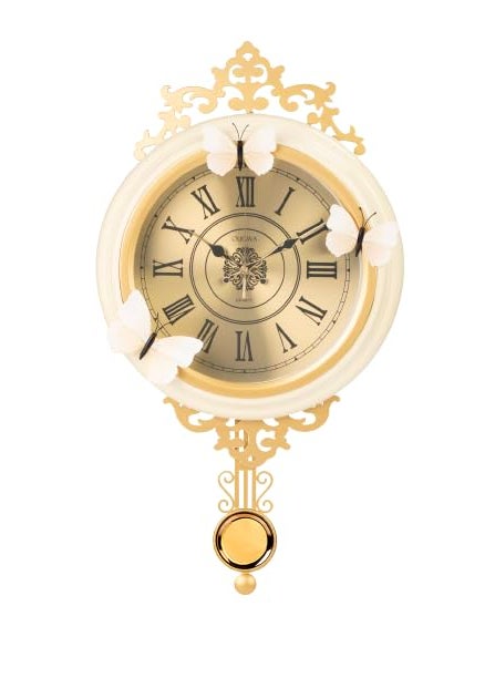 Delightful Dcor Modern Style Swinging Pendulum Wall Clock for Living Room White