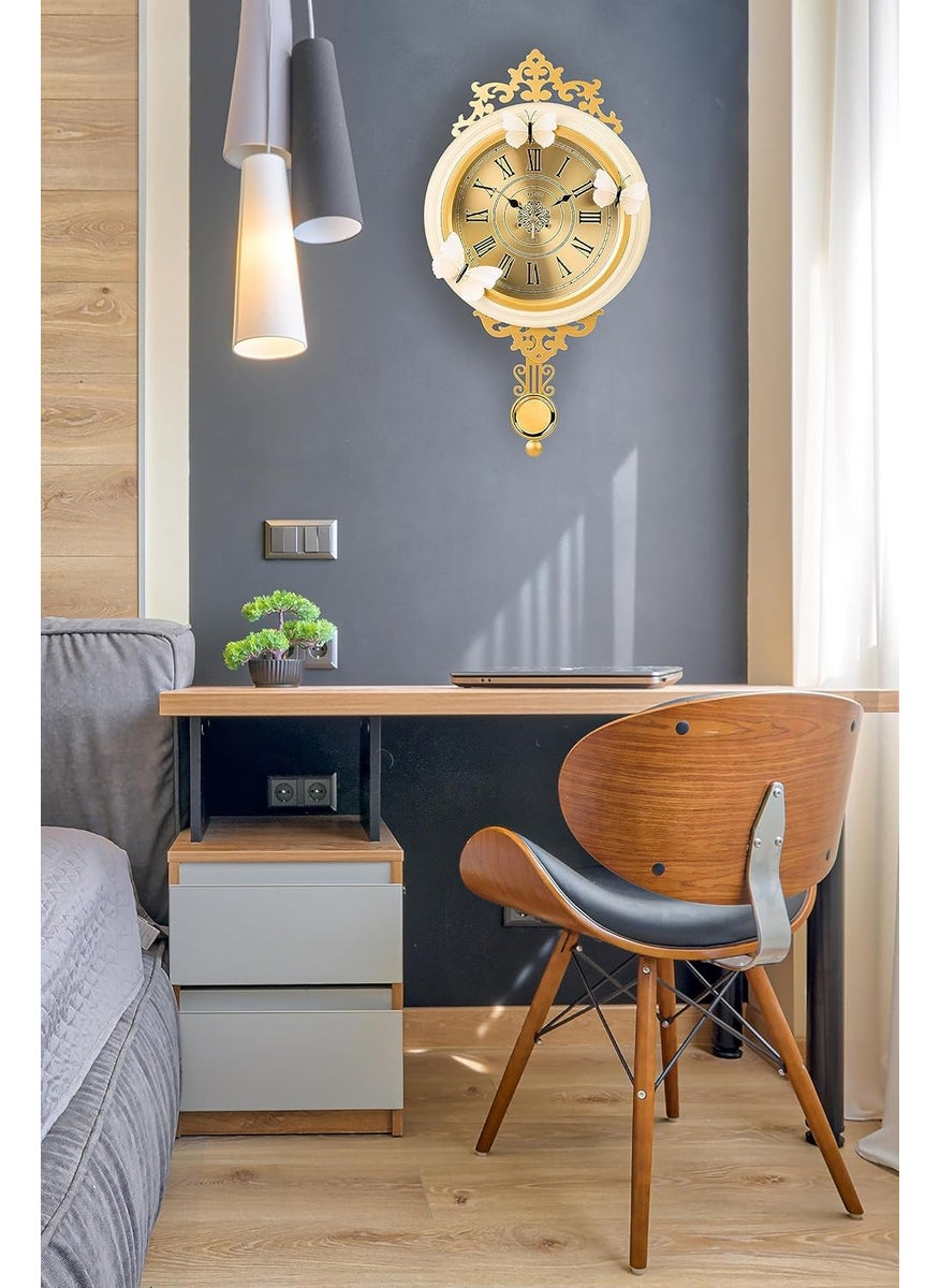 Delightful Dcor Modern Style Swinging Pendulum Wall Clock for Living Room White