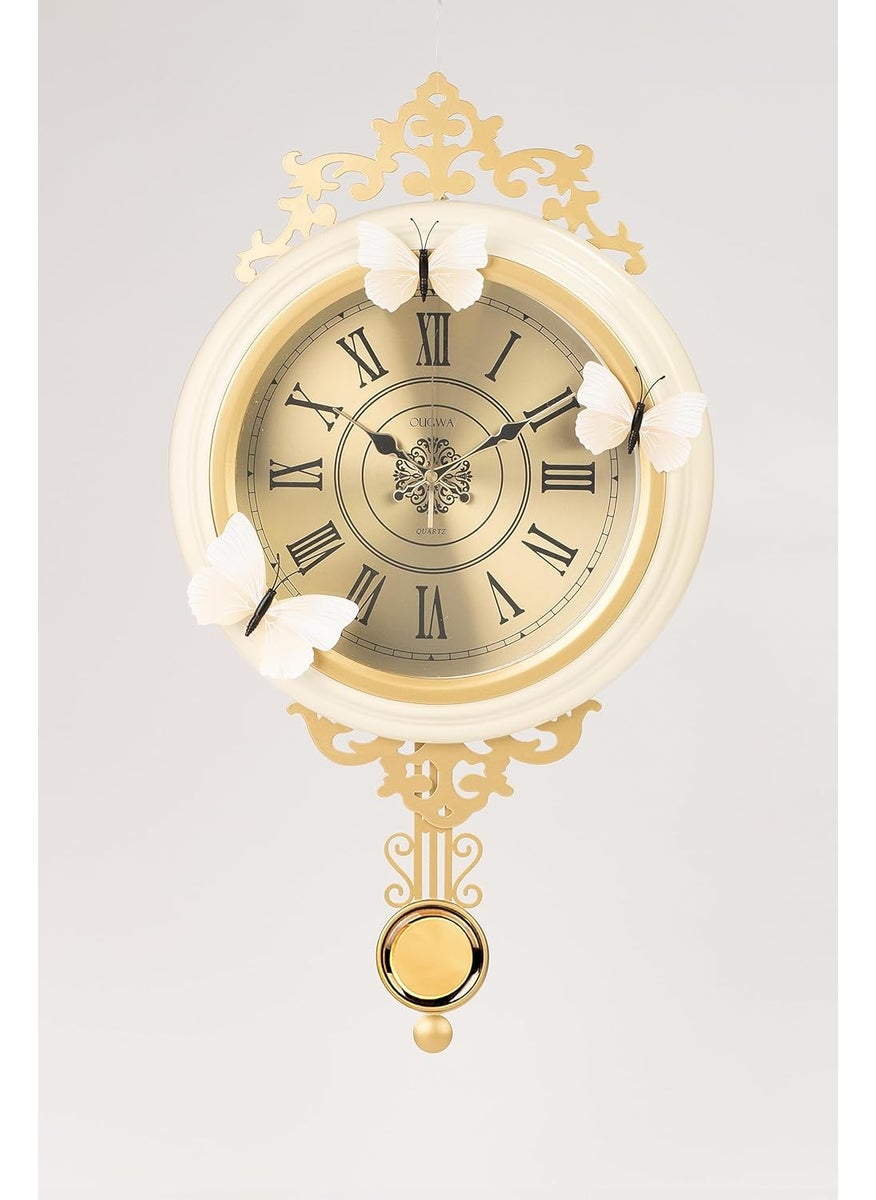 Delightful Dcor Modern Style Swinging Pendulum Wall Clock for Living Room White