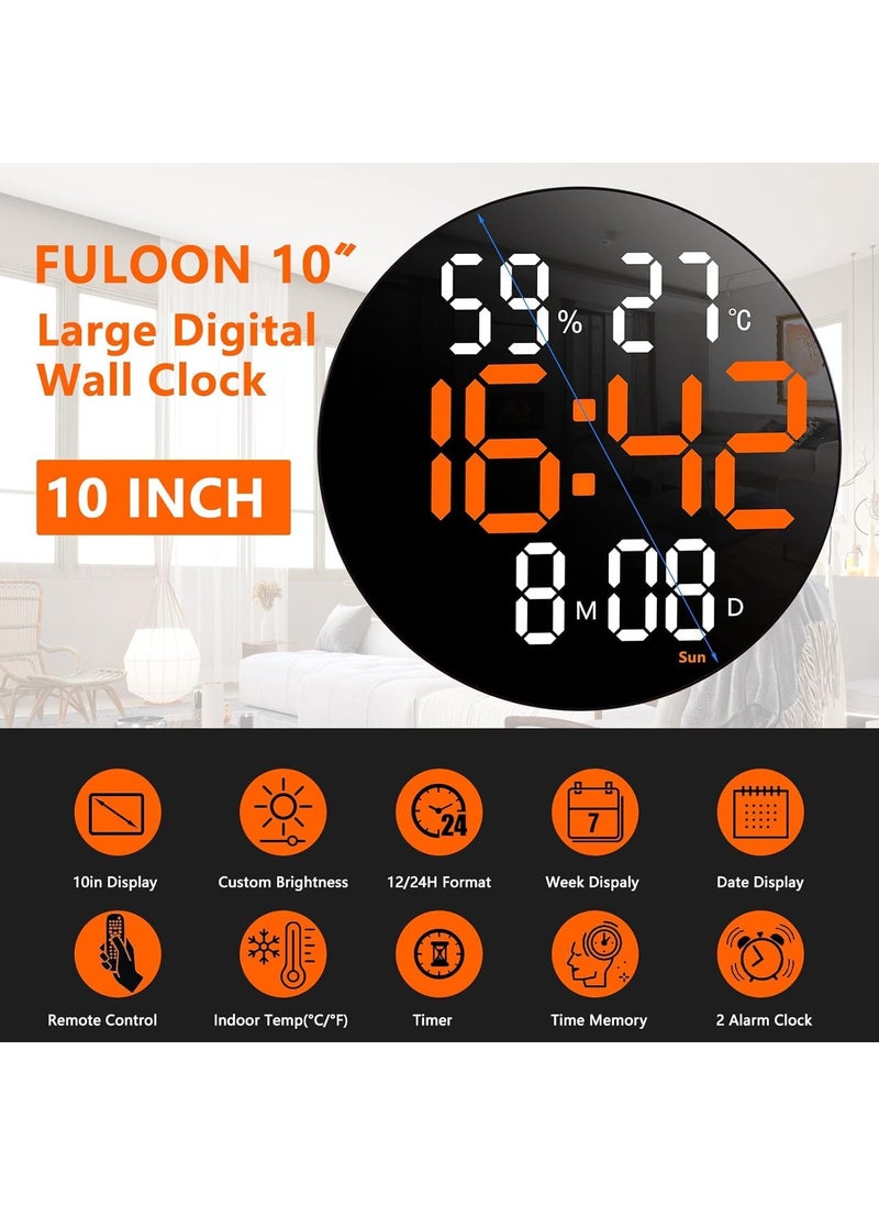 SEVENSPACE Plastic Digital Wall Clock with Remote Control Alarm for Home Dcor Office 1224 Hours Temperature Humidity Date Week Silent Electronic Digital Wall Clock