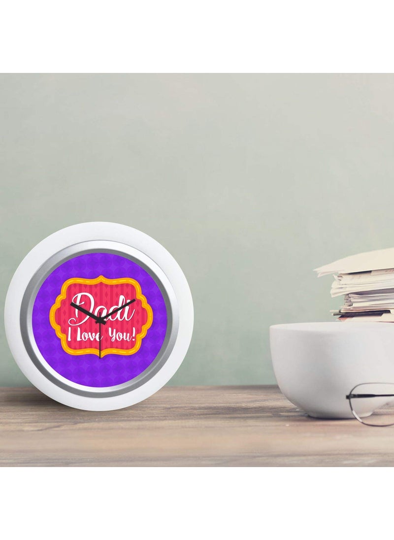 YaYa cafe Dadi I Love You Desk Clock Canvas Home Decor 6x6 inches Round White Frame Unbreakable Flexiglass Cover Analog