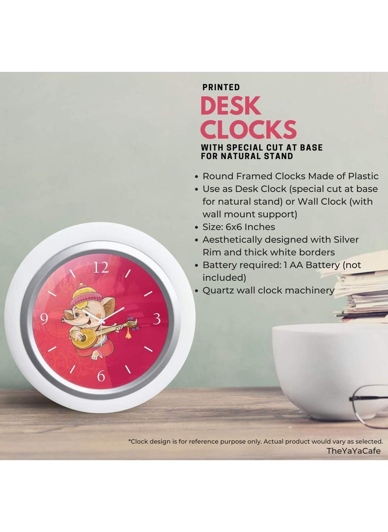 YaYa cafe Dadi I Love You Desk Clock Canvas Home Decor 6x6 inches Round White Frame Unbreakable Flexiglass Cover Analog