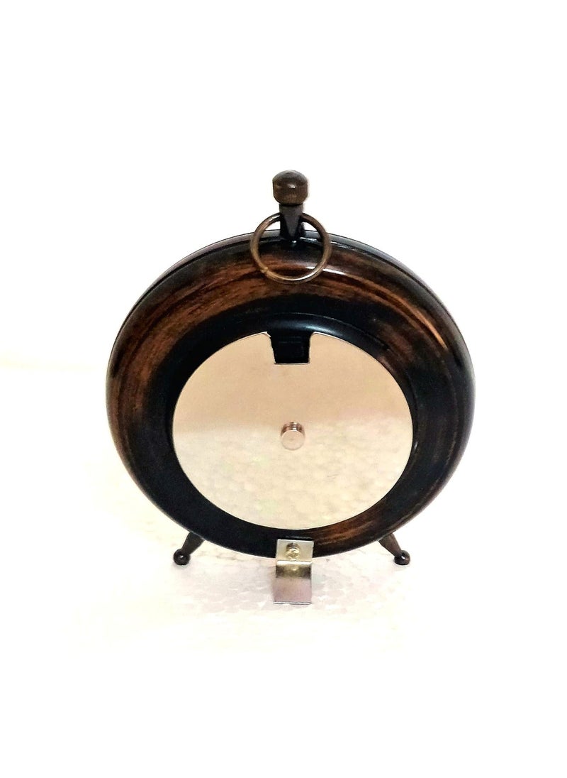 Castle Instruments 5 Inches Antique Look Wood Round TableDesk Clock Multicolour