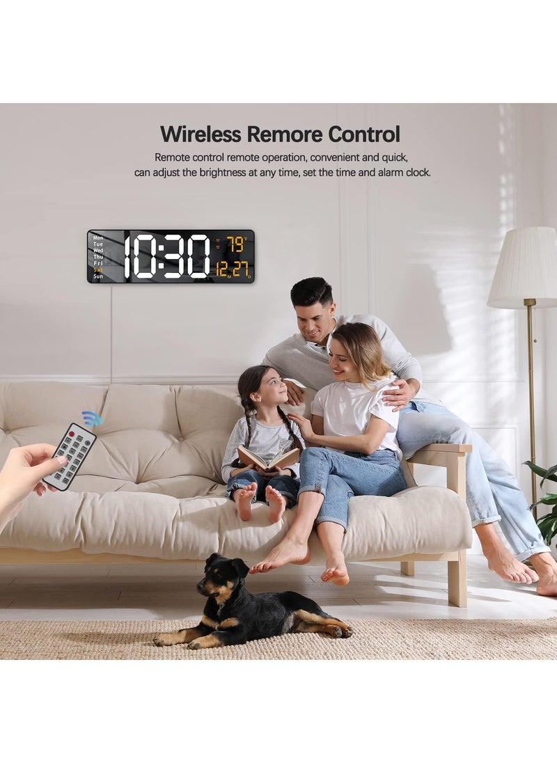 SEVENSPACE Digital Alarm Clock Wall Table Clock Large Display162 Inch Large LED Digital Clock with Remote ControlAutomatic Brightness Dimmer Big Clock with Date Week Temperature