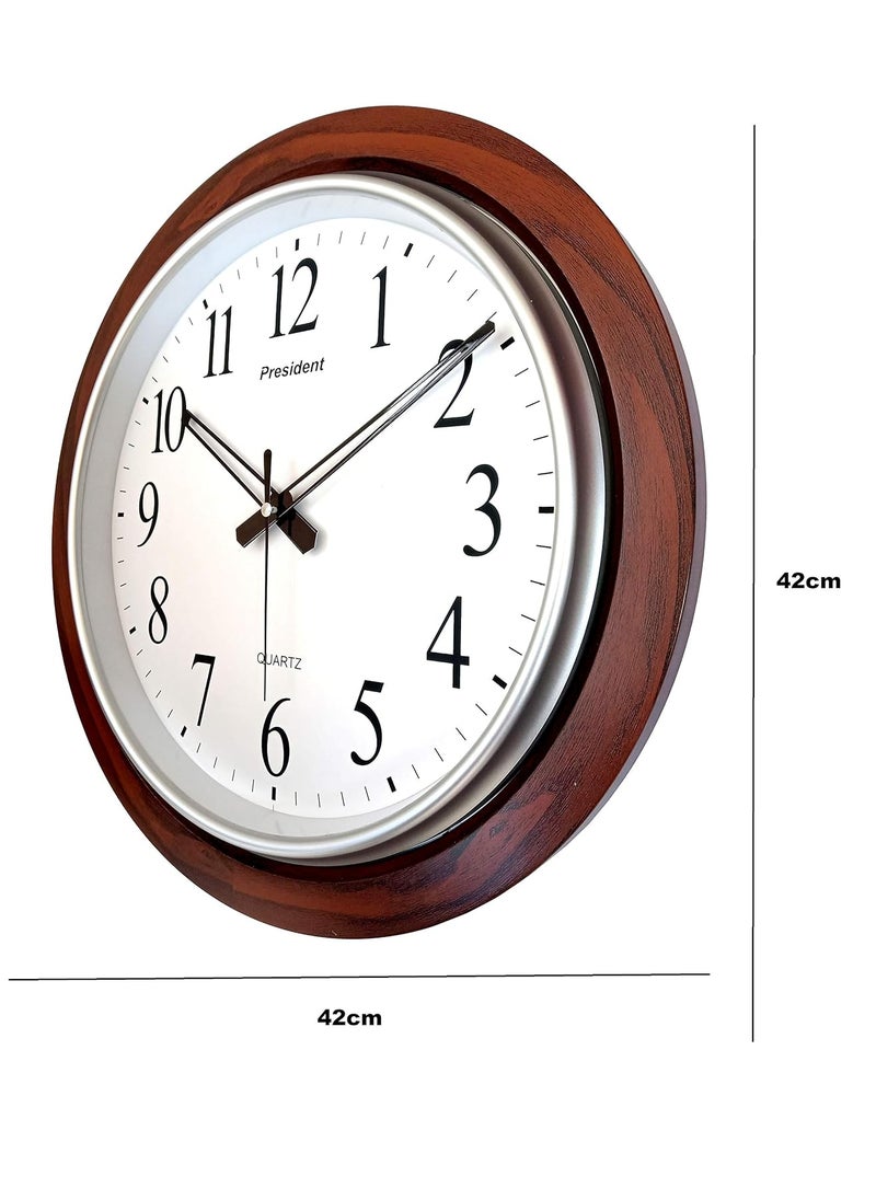 IndiA Craft Jaipur President Big Size Wall Clock for Home 42 X 42 cm Color Dark Wood