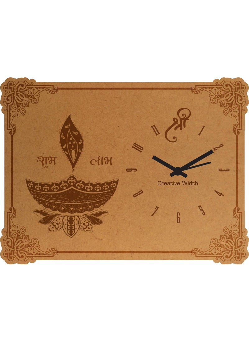 Creative Width Decor Shubh Dipawali Engraved Frame Clock 8x6 inch