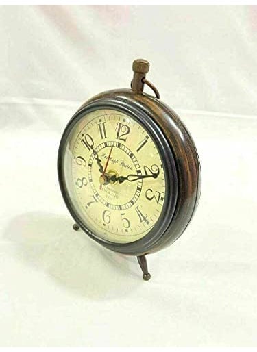 SARA Instrument Handmade 5 Inch Top Table Clock Antique Look Home Office Decor Unique Beautiful Gifting Item