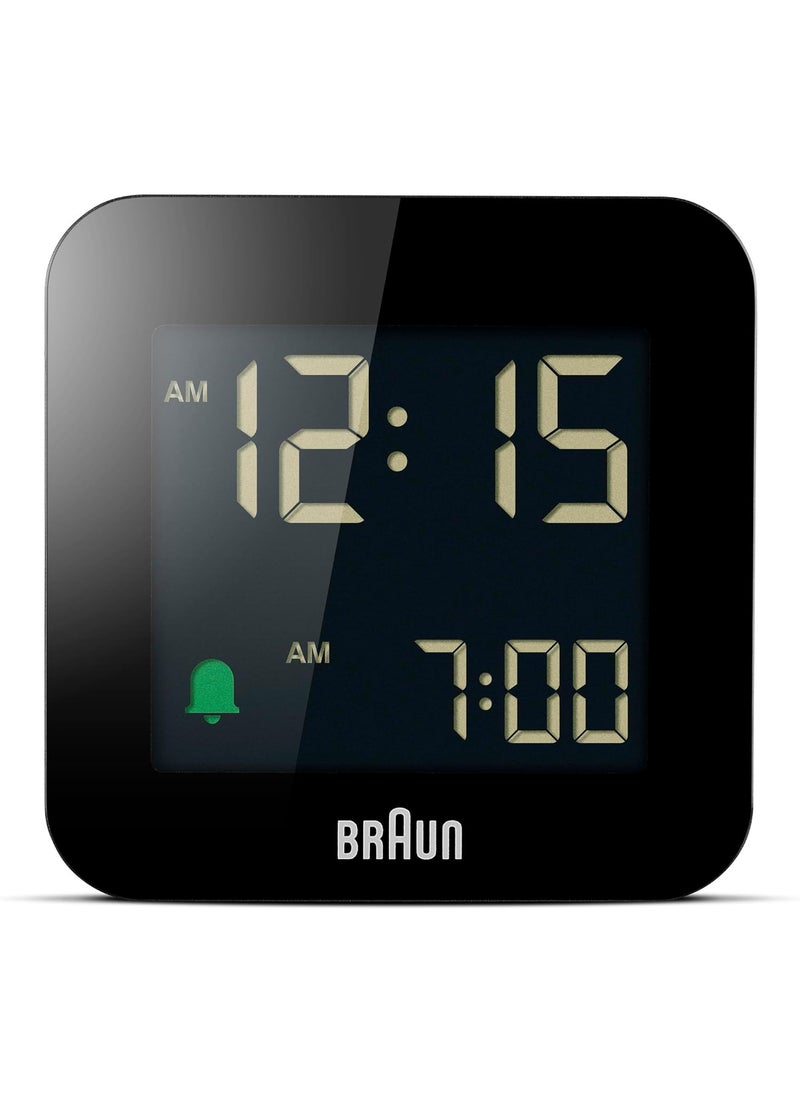 Braun Digital Travel Alarm Clock with Snooze Compact Size Negative LCD Display Quick Set Crescendo Beep Alarm in Black Model BC08B 1Pack