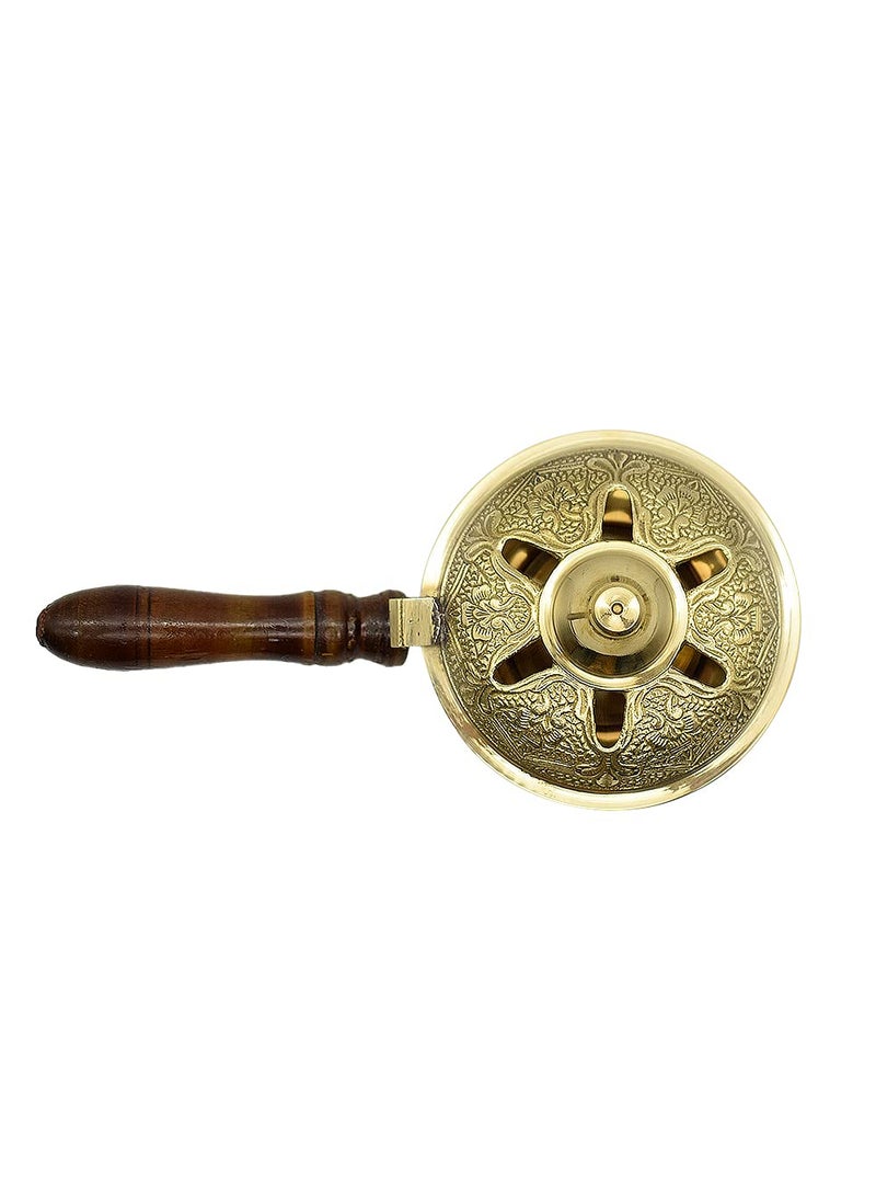 Dalvkot Aarti Sambrani Stand Loban Dhoop Burner Brass with Wooden Holder