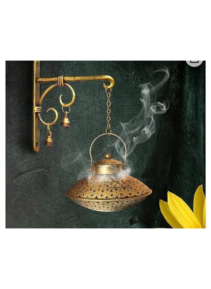 Unique Metal Incense Holder Wall Hanging Dhoop DaniSambarni with Hanger Hanger with Bells