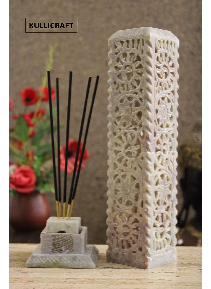 KC KULLICRAFT Marble jaali Work Agarbatti Stands Incense Holder with Free 6 Incense Aggarbatti Sticks Rose Fragrance