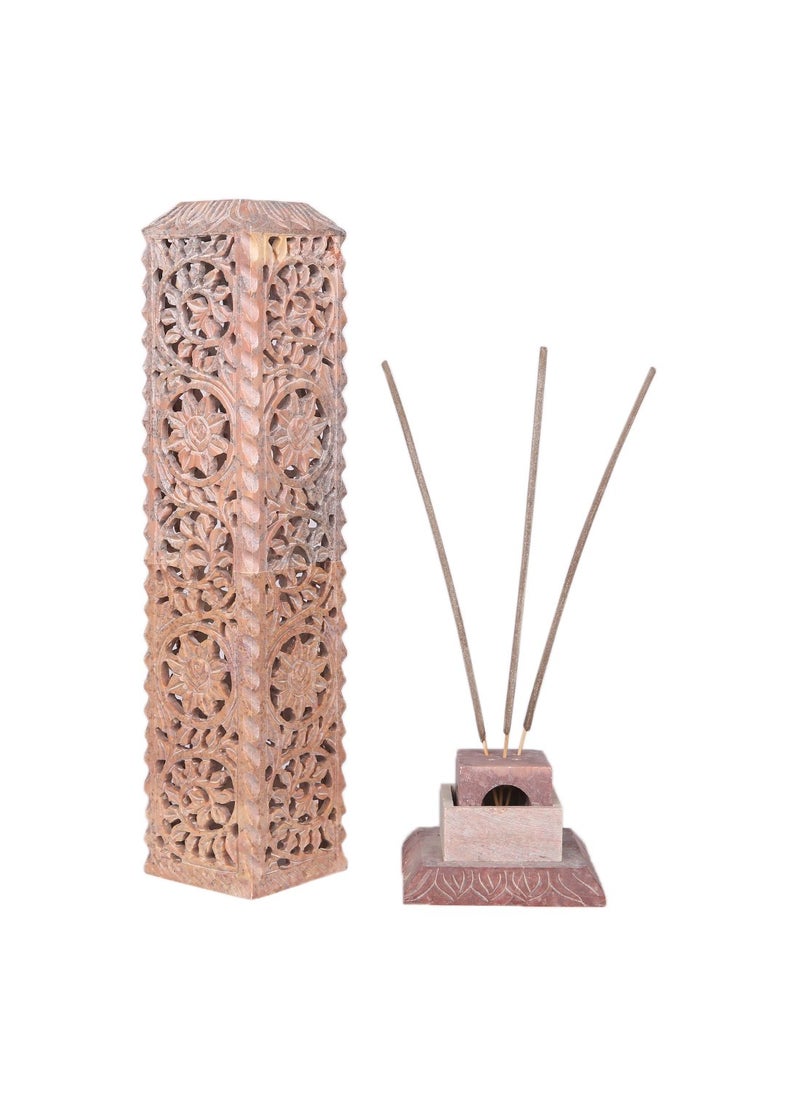 KC KULLICRAFT Marble jaali Work Agarbatti Stands Incense Holder with Free 6 Incense Aggarbatti Sticks Rose Fragrance