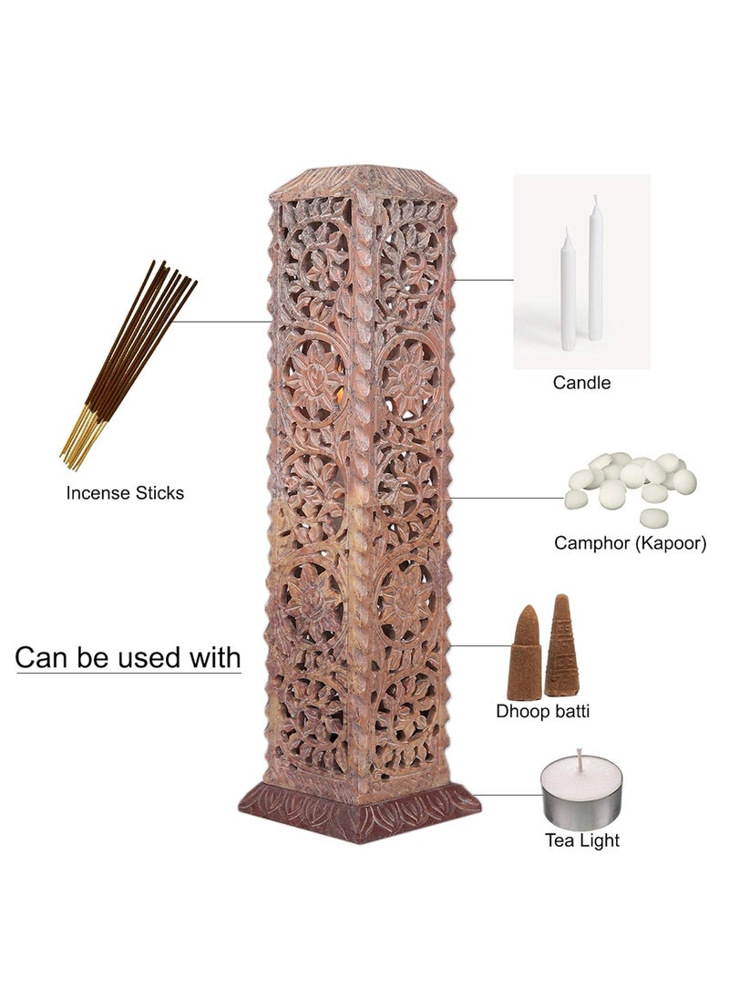 KC KULLICRAFT Marble jaali Work Agarbatti Stands Incense Holder with Free 6 Incense Aggarbatti Sticks Rose Fragrance
