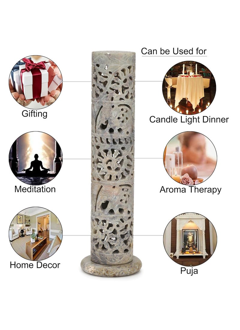 KC KULLICRAFT Marble Incense Stick Holder 105 inch BeigeCylindrical