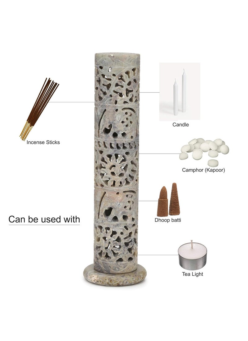 KC KULLICRAFT Marble Incense Stick Holder 105 inch BeigeCylindrical