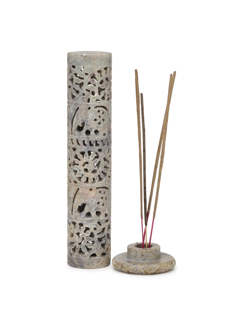 KC KULLICRAFT Marble Incense Stick Holder 105 inch BeigeCylindrical