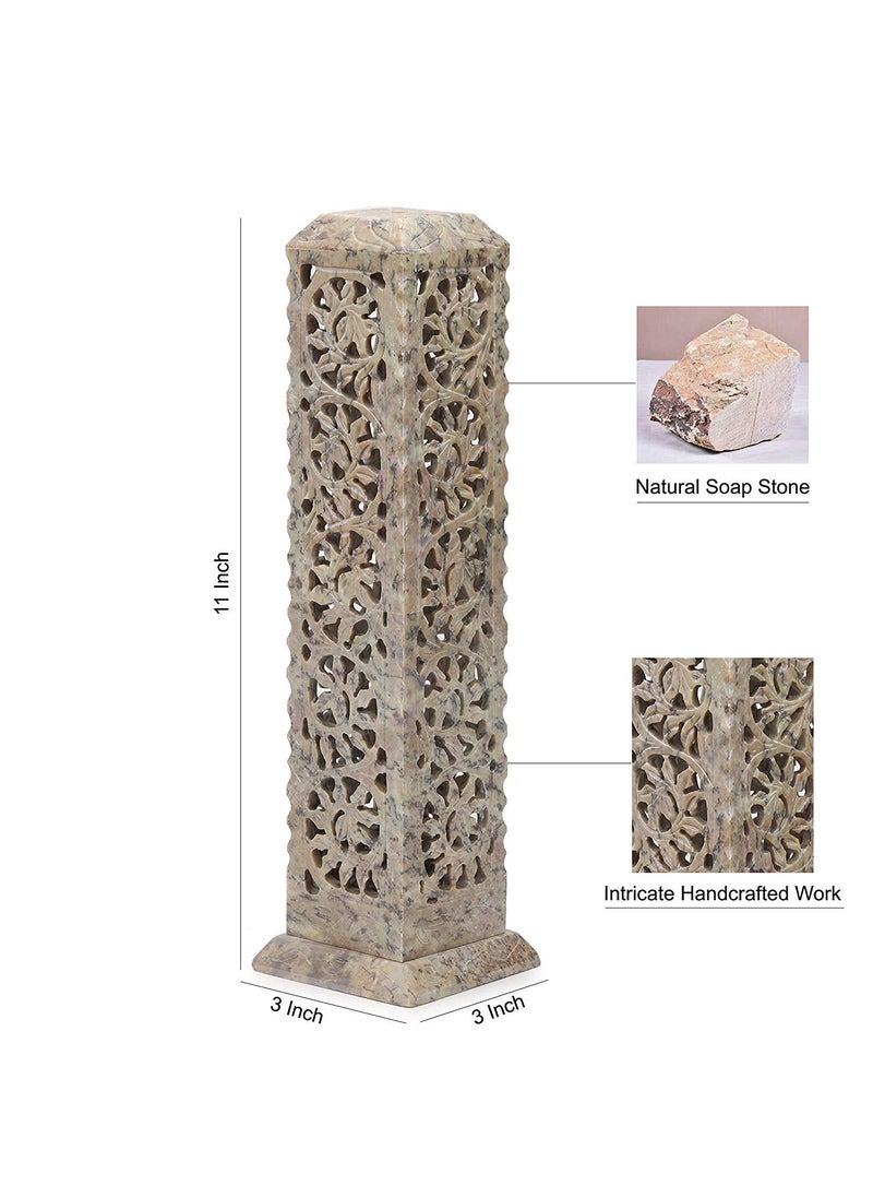 KC KULLICRAFT Handcrafted Soapstone Marble Work Incense Holder Tea Light Candle Holder Diffuser Agarbaati Stands 6 Incense Sticks Natural Herbal FragnanceRectangular