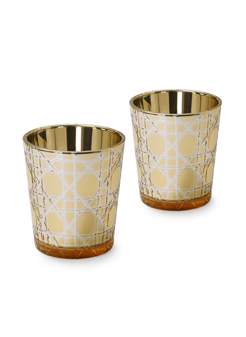 Pure Home Living Set of 2 Gold Star Cut Glass Votives Large