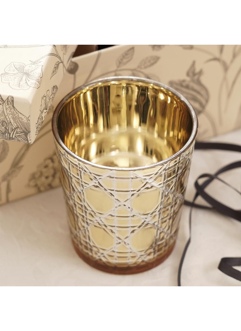Pure Home Living Set of 2 Gold Star Cut Glass Votives Large