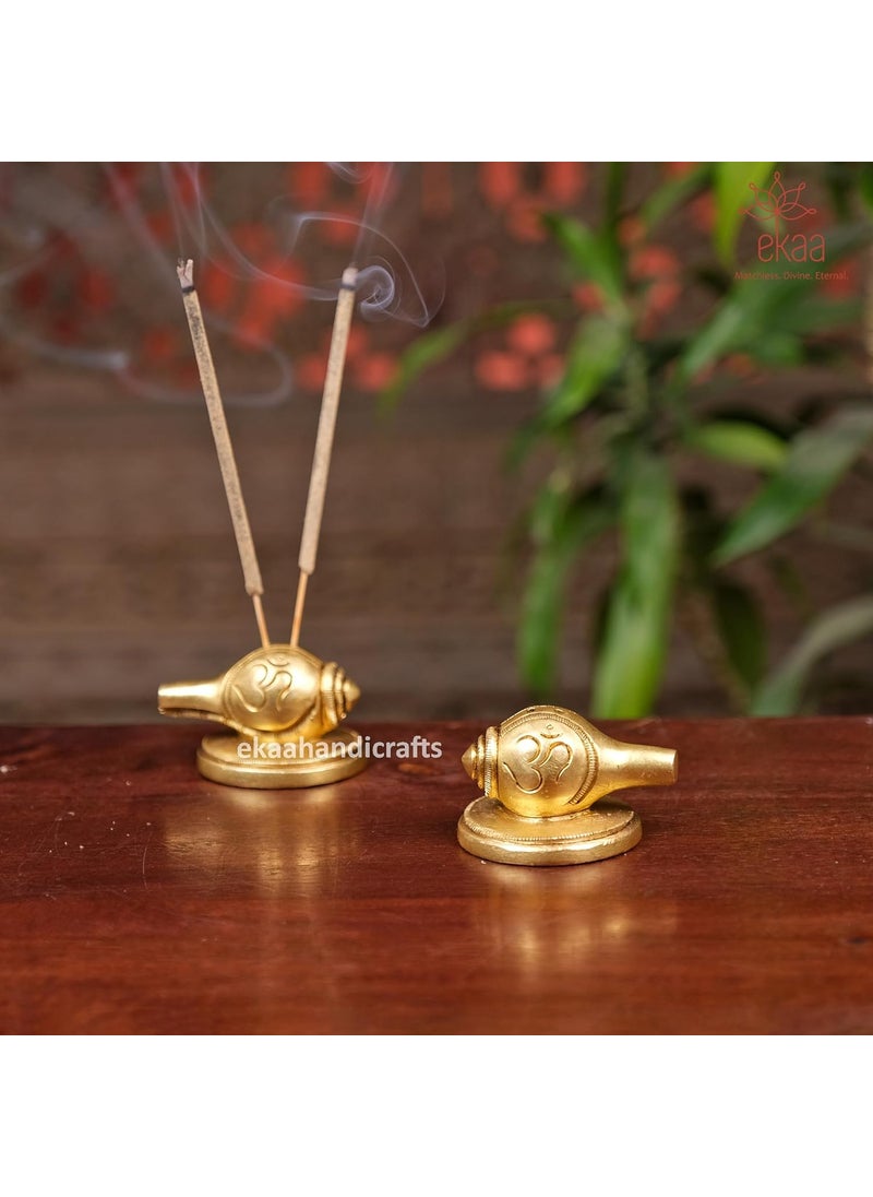 EKAA HANDICRAFTS Brass Shankh Incense Holder